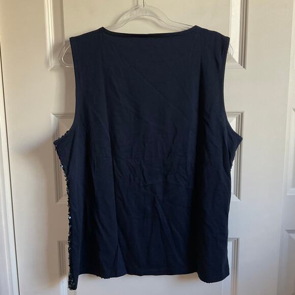 Talbots Blue Sequin Front Holiday Party Tank Top - Size XL - NEW - Picture 6 of 6